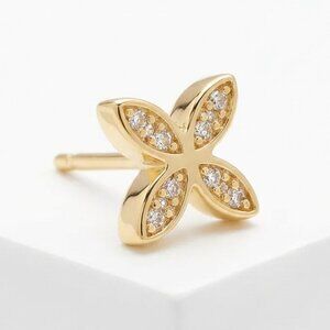 Gorjana Gold Floral Stud Earring -Flower Single Stud New On Card
